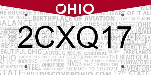 2CXQ17 Ohio License Plate