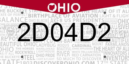 2D04D2 Ohio License Plate