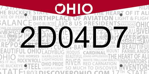 2D04D7 Ohio License Plate