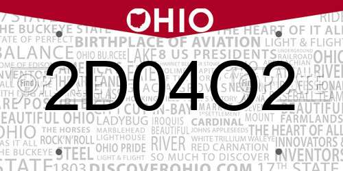 2D04O2 Ohio License Plate