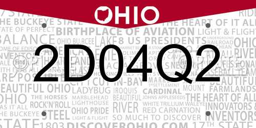 2D04Q2 Ohio License Plate