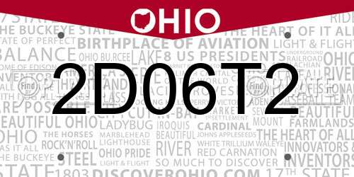 2D06T2 Ohio License Plate