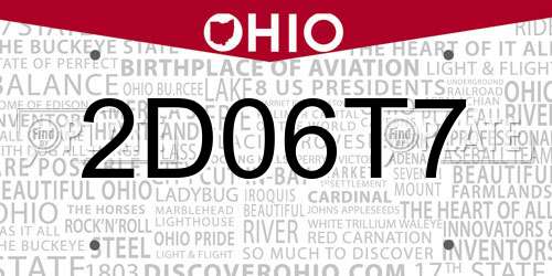2D06T7 Ohio License Plate