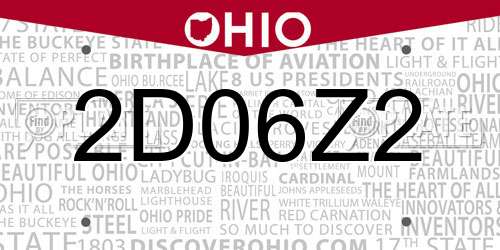 2D06Z2 Ohio License Plate