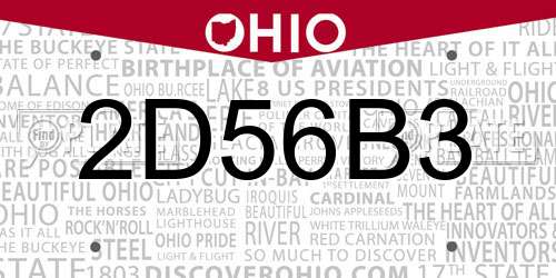 2D56B3 Ohio License Plate