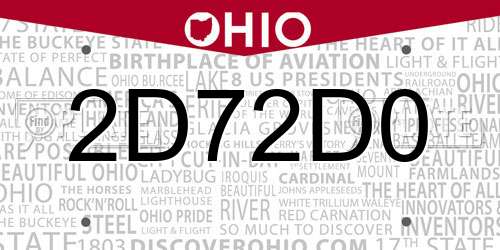2D72D0 Ohio License Plate