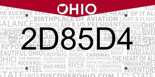 2D85D4 Ohio License Plate