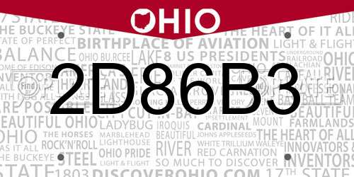 2D86B3 Ohio License Plate