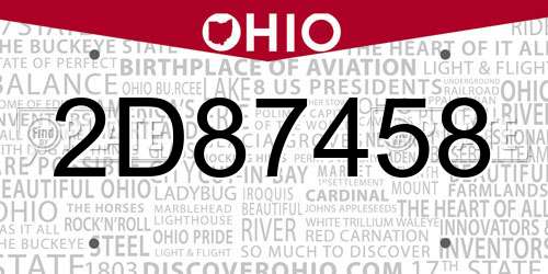 2D87458 Ohio License Plate