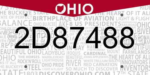 2D87488 Ohio License Plate