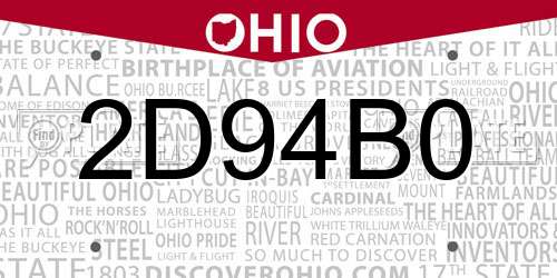 2D94B0 Ohio License Plate
