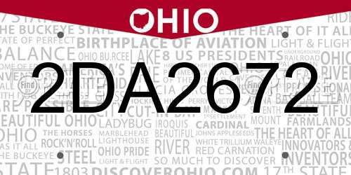 2DA2672 Ohio License Plate