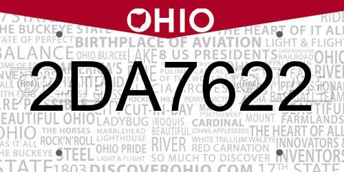 2DA7622 Ohio License Plate