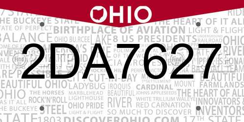 2DA7627 Ohio License Plate