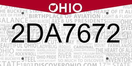 2DA7672 Ohio License Plate
