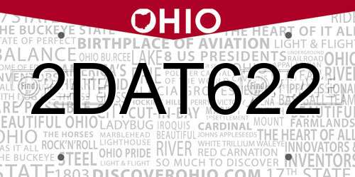 2DAT622 Ohio License Plate