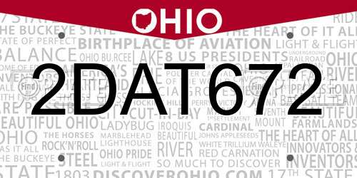 2DAT672 Ohio License Plate
