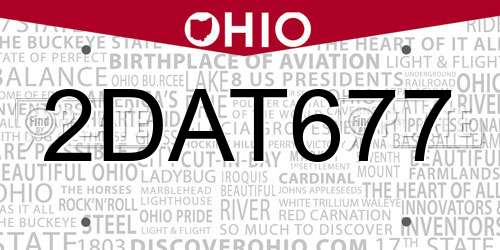 2DAT677 Ohio License Plate