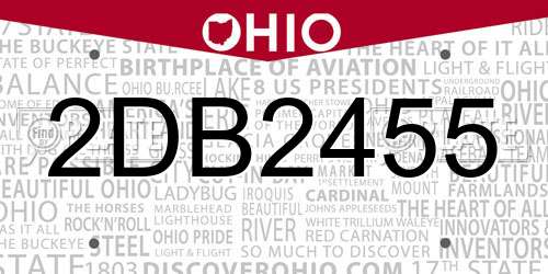 2DB2455 Ohio License Plate