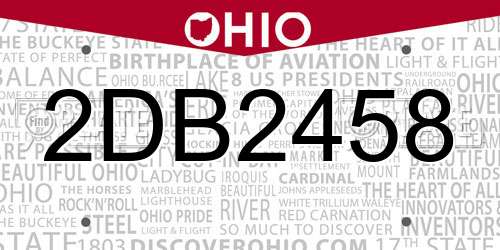 2DB2458 Ohio License Plate