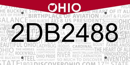 2DB2488 Ohio License Plate