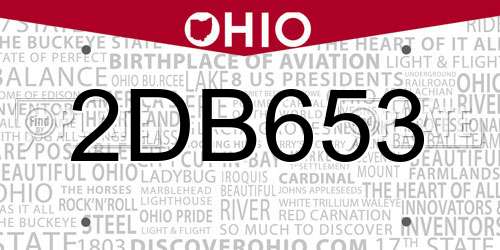 2DB653 Ohio License Plate