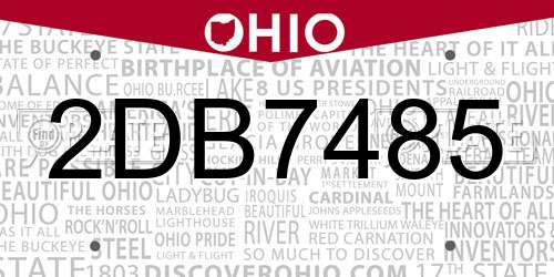 2DB7485 Ohio License Plate