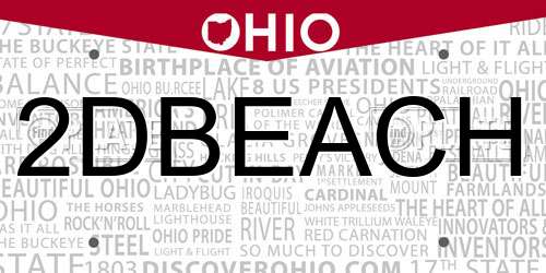 2DBEACH Ohio License Plate