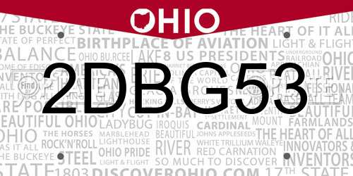 2DBG53 Ohio License Plate