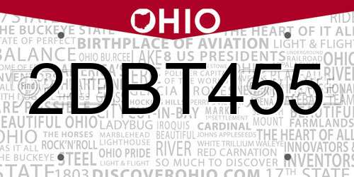2DBT455 Ohio License Plate