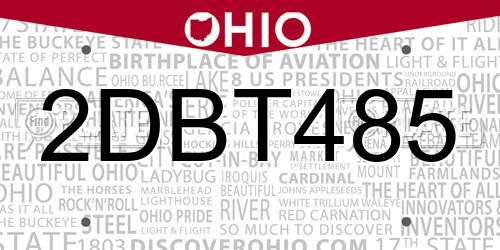 2DBT485 Ohio License Plate