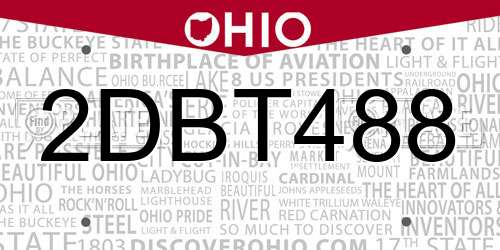 2DBT488 Ohio License Plate