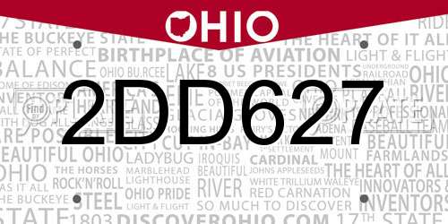 2DD627 Ohio License Plate
