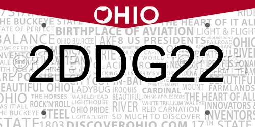 2DDG22 Ohio License Plate