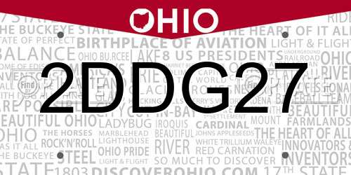 2DDG27 Ohio License Plate