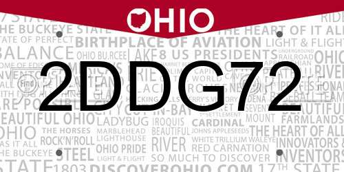 2DDG72 Ohio License Plate