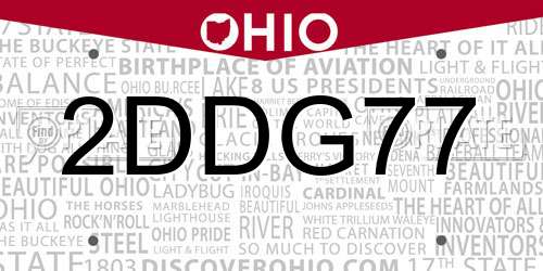 2DDG77 Ohio License Plate