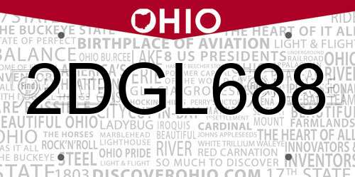 2DGL688 Ohio License Plate