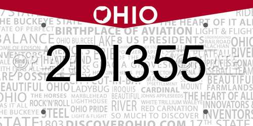 2DI355 Ohio License Plate