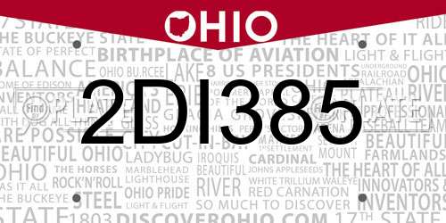 2DI385 Ohio License Plate