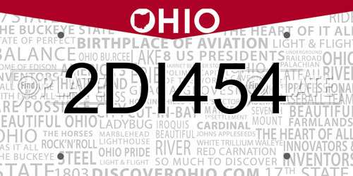 2DI454 Ohio License Plate