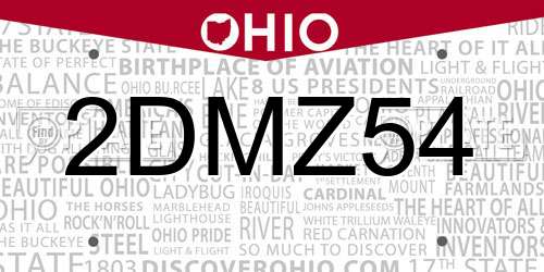 2DMZ54 Ohio License Plate