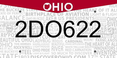 2DO622 Ohio License Plate