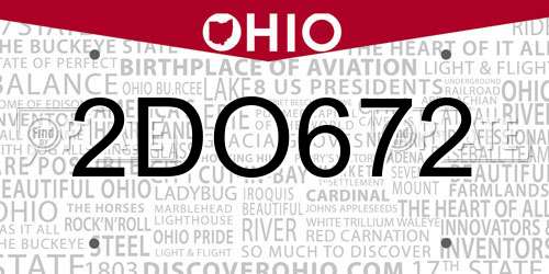 2DO672 Ohio License Plate