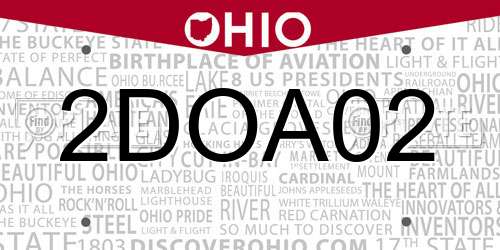 2DOA02 Ohio License Plate