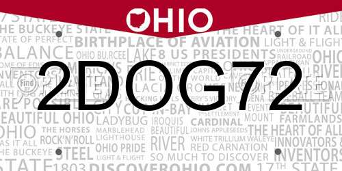 2DOG72 Ohio License Plate