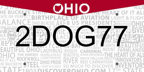 2DOG77 Ohio License Plate
