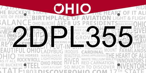 2DPL355 Ohio License Plate