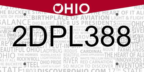 2DPL388 Ohio License Plate