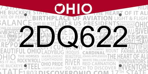 2DQ622 Ohio License Plate